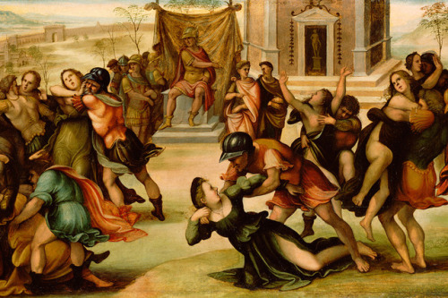 v-ersacrum:The Rape of the Sabines - Girolamo del Pacchia, c.1520- Nicolas Poussin, 1634-1635- Jacqu