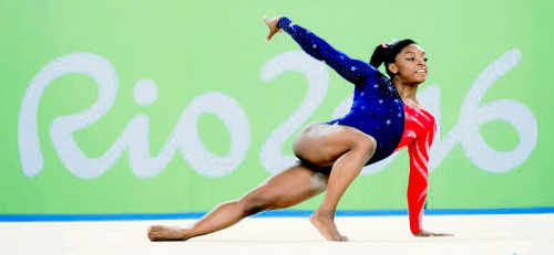 mustafinesse:  Simone Biles of the United States of America during qualification of the Women’s Artistic Gymnastics at the 2016 Summer Olympics in Rio de Janeiro. With one subdivision remaining Biles is ranked first in the All Around, Floor Exercise,