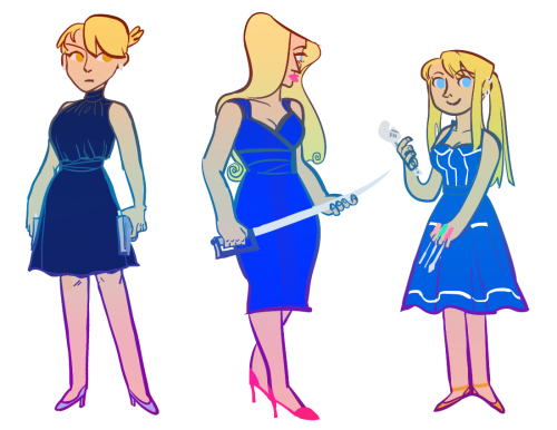 catfein: inspired by this post!! badass FMA ladies in pretty dresses with their weapon of choice uwu