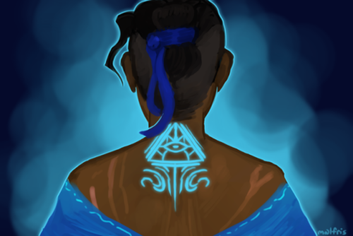 swallowtailed:malfrisart:symbol of ioun[id: a digital painting of Beau, showing her head and shoulde