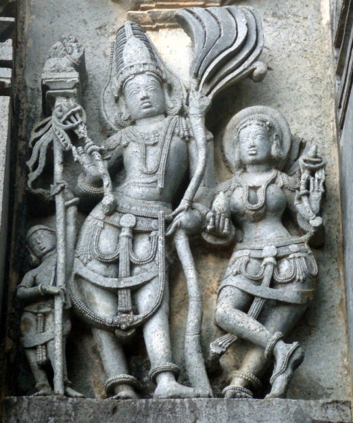 Kamadeva, God of sensual love and his wife Rati, the desire. Chennakeshava temple , Belur