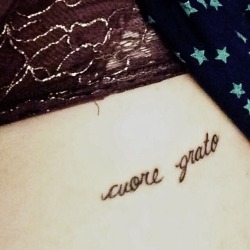 bodymark:  “cuore grato,” which means grateful heart. it’s a lyric from an opera i was in :)