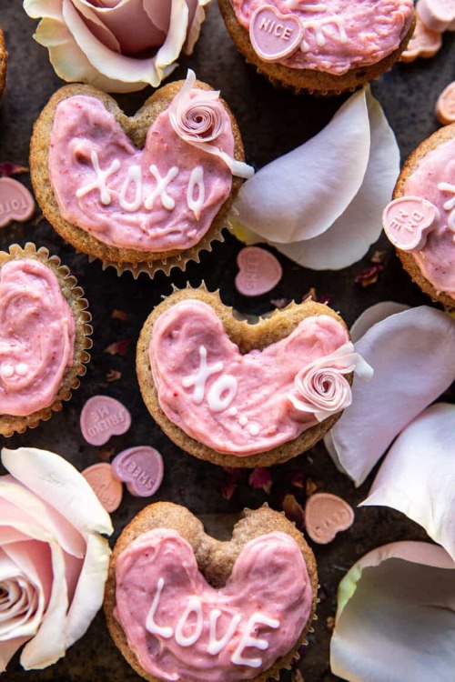 strawberry conversation heart cupcakes