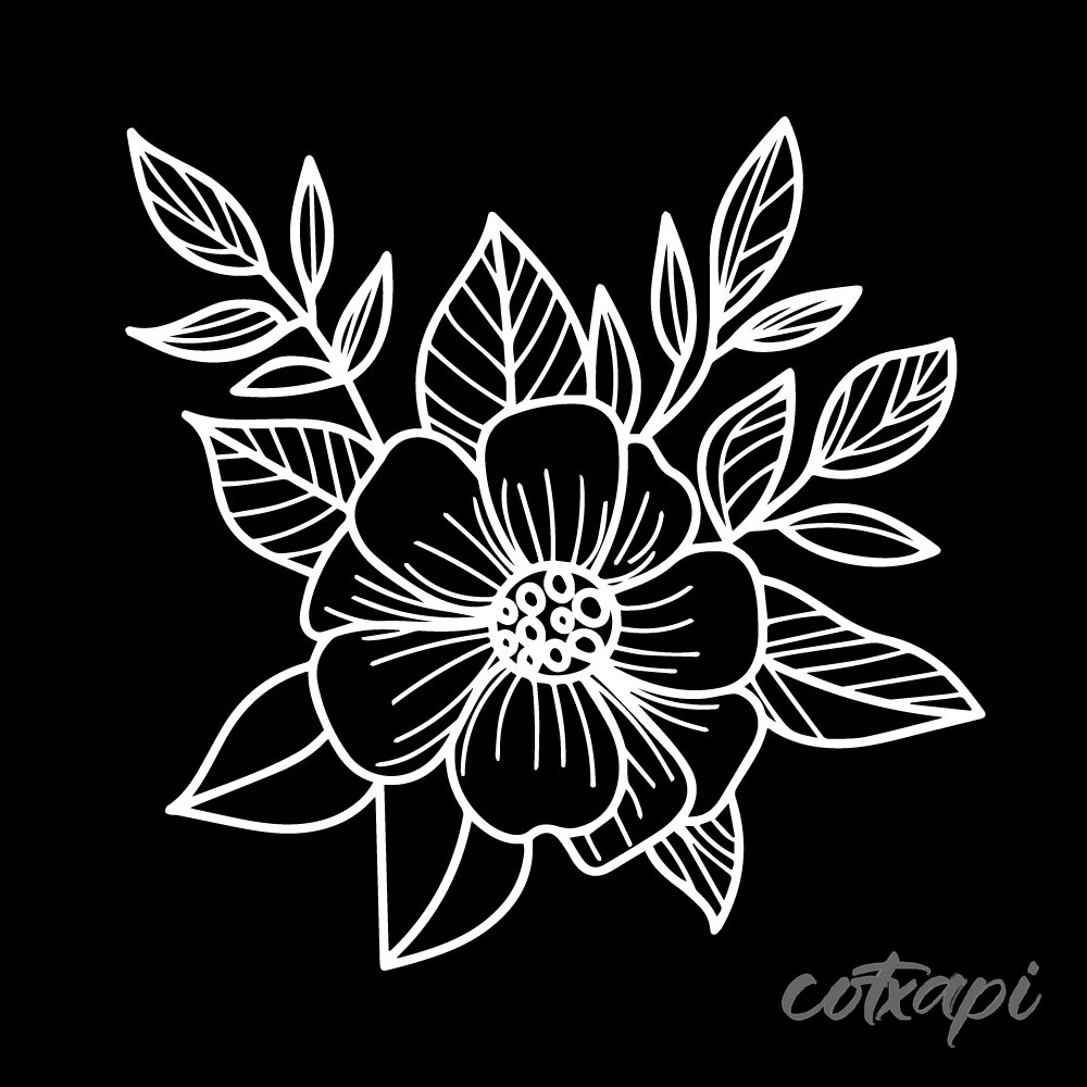 Black White Flower's Outline in Vector Art Flower Illustration