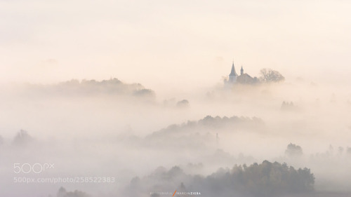Foggy morning from a Liwocz, Poland by ziebamarcin