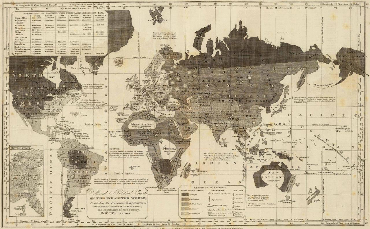 time-for-maps:  Moral &amp; Political Charts of the Inhabited World by W.C. Woodbridge