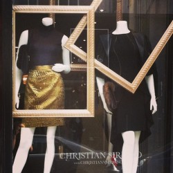 csiriano:  Sales team just sent me this photo of our store windows down at Christian Siriano Elizabeth Street. The gold embossed skirt is one of my favorites from the AW2013 collection.