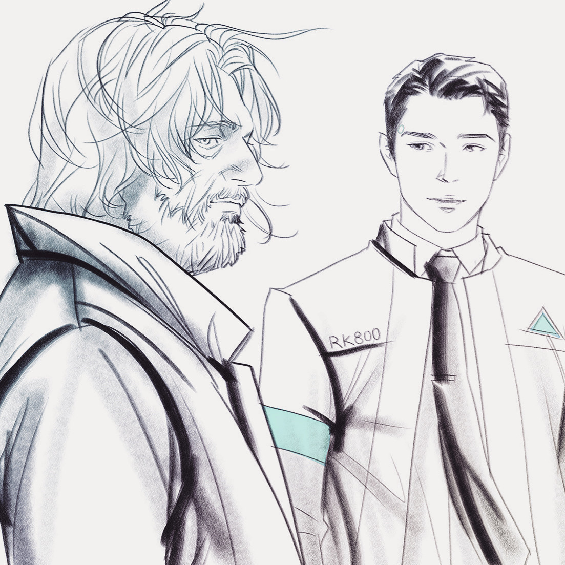 Connor and Hank / Digital Painting / Detroit: Become Human / 