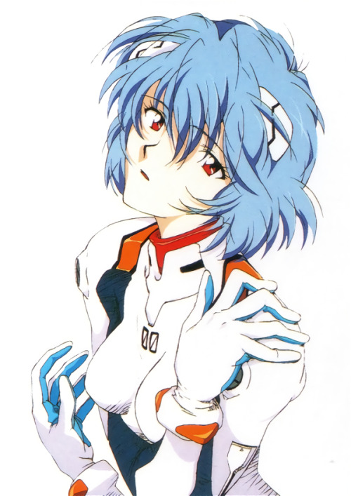 animarchive:  Animage (02/2003) - Animage Cover Illust Collection - Rei from Evangelion illustrated by Takeshi Honda (1996/1997).
