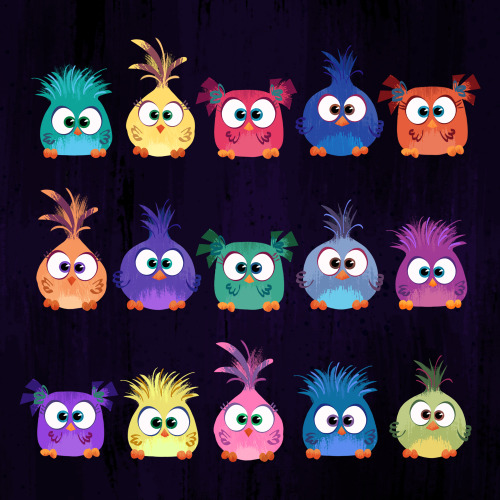 Hatchlings illustrations from The Angry Birds Movie credit scroll(based on character designs by Fran