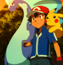 slipshodsliver:  This picture is just hilarious to me without context. It’s Ash and Pikachu being all heroic and Aurorus is like, “Uh, Seriously? I’m bigger than the two of you put together. I think I can handle this.” 