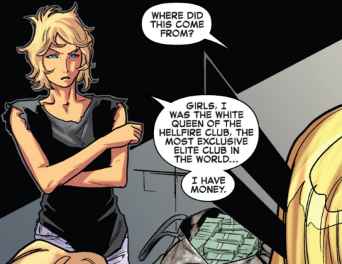 thesassyblacknerd:maxximoffed:We want to go shopping.Uncanny X-Men (2014) #15Emma Frost, the cool mo