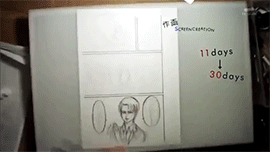  Isayama Hajime inking his chapter 52 manuscript + the finished page (Via MangaStream)