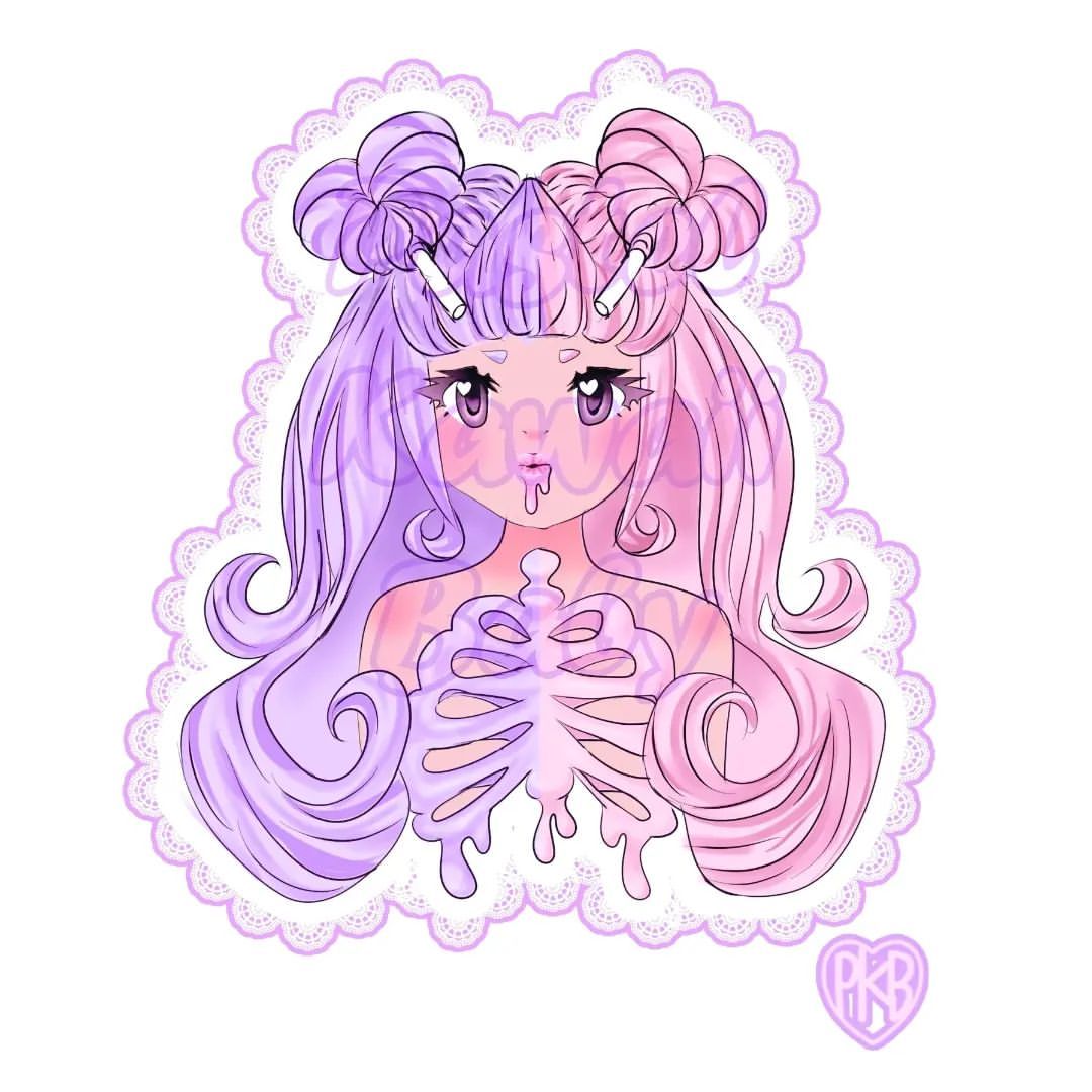 Kawaii Pastel Goth Video Game Anime Aesthetic Girl Nu Goth by DNT Prints