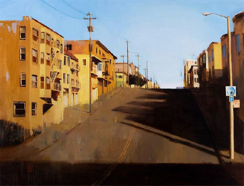 asylum-art:  Kim Cogan At the hespe gallery  His painterly depictions of Brooklyn, San Francisco and other urban centers capture the grit of city life with an elegance and loneliness that stirs the soul. The large scale oil paintings feature rooftops,