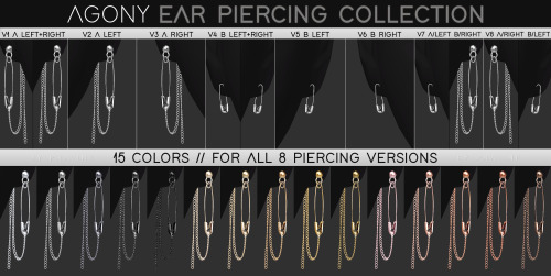 pralinesims: AGONY Ear Piercing CollectionHi guys!~ The recent days I’ve spent my time with re