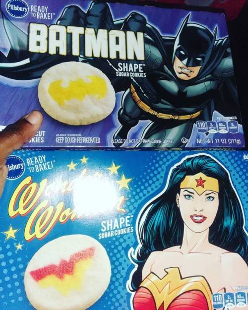 So this happened. About to make some super cookies #batman #wonderwoman #dccomics #cookiemonster #ta