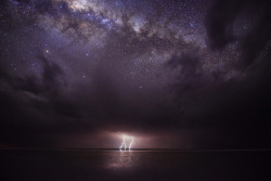 just–space:  Lightning and the galaxy,