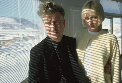 David Lynch & Patricia Arquette on the set of Lost Highway (1997), ph: Susan Meiselas