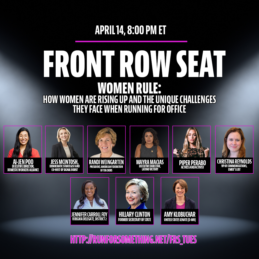 BREAKING: We’ve just announced our line-up for Day 2 of Front Row Seat! Tonight, join Hillary Clinton, Amy Klobuchar, Jennifer Carroll Foy, Piper Perabo, Ai-Jen Poo, Mayra Macias, Randi Weingarten, Christina Reynolds, and Jess McIntosh as we discuss...