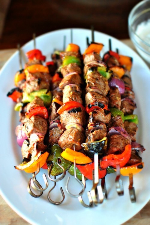 Porn photo in-my-mouth:  Grilled Marinated Steak Kebabs 