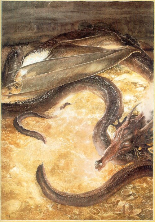 post-facto: Smaug from The Hobbit 1. J.R.R. Tolkien 2. Justin Gerard 3. Alan Lee 4. Donato Giancola 