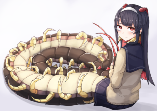 planhaplalan:半分ムカデの女の子　Centipede girl