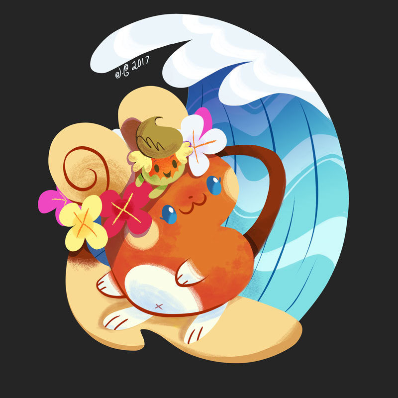jessiedrawz:Surf’s Up! Possibly will become a print and sticker soon.