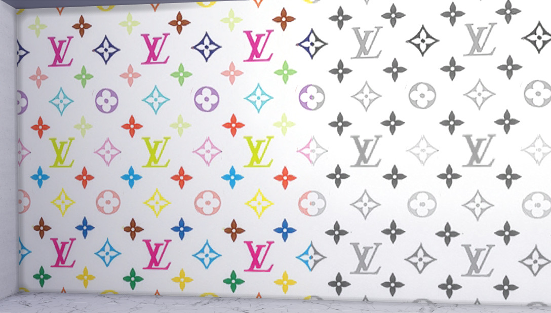 Mod The Sims - Black Rainbow Louis Vuitton Wallpaper with Crown