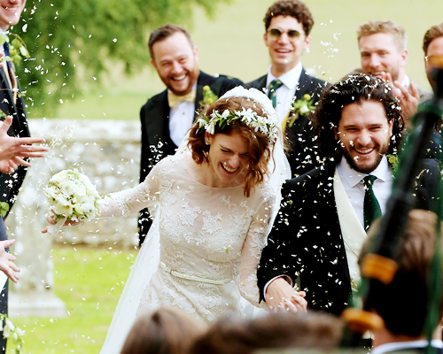 roselesliesource: Kit Harington and Rose Leslie departing Rayne Church in Kirkton on Rayne after the