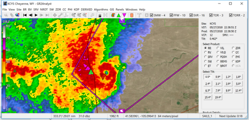 Radar signature/3D models of the PDS  (particularly dangerous situation) tornado warning happening n