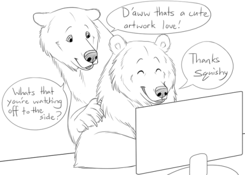 bearlyfunctioning:Comic #88:   I -always- watch netflix off to the side while working on artwork. Even without a second monitor its good at keeping me focused.However sometimes what im watching does not match what im drawing in the least. It must look