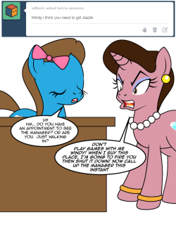 twixie-answers:  Better step away from that heater because you just got burned!  Oh SNAP! You go, Dazzle! &gt;=3