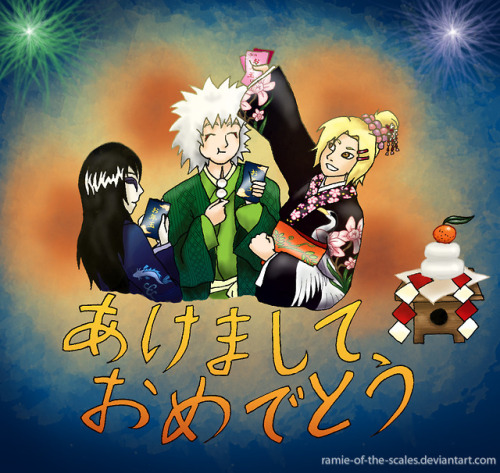 Happy -Belated- New Year guys! Small picture with small Sannin to celebrate~By the way, the things t