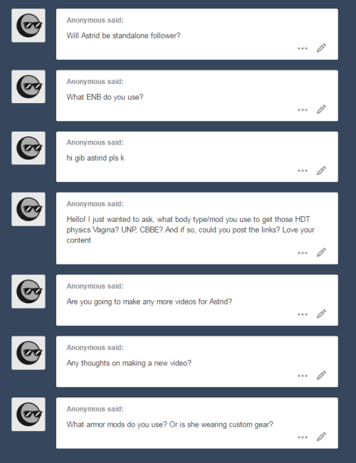 Thanks for the asks fellas ♥No plans to release Astrid as a follower nor a preset I&rsqu