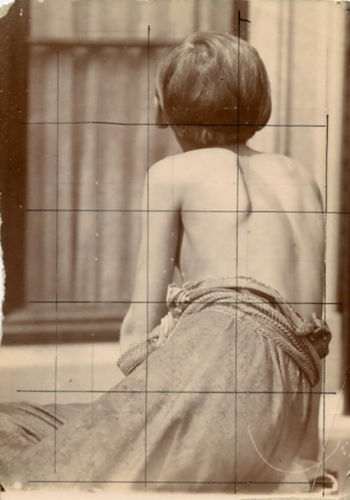 ourpastdreams:Frank Brangwyn -Vineyard Worker Resting (back view) Study for Horton House Murals, 1916, warm-toned silver gelatin print