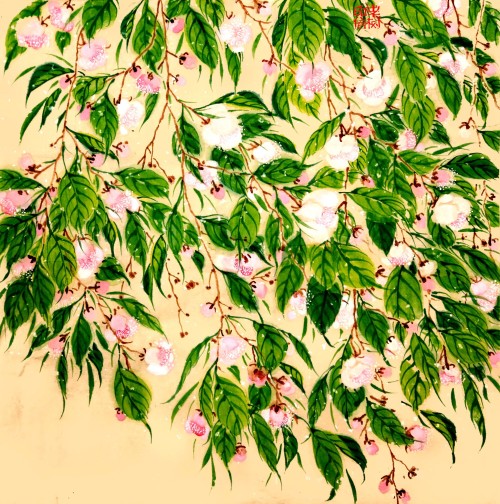 Traditional Chinese paintings by Oldtreepainting (老树画画). Fancy flowers!