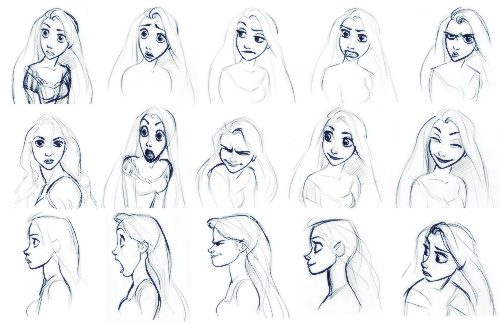 mickeyandcompany:  Character designs from Tangled (by Glen Keane and Jin Kim) 