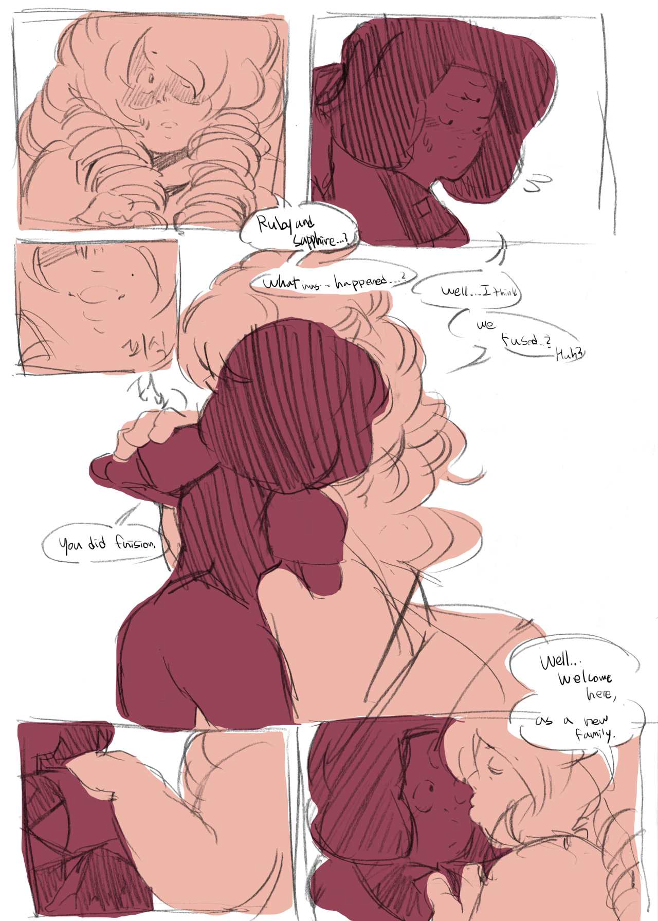 waitingmatter:  Fan comics practice. rose and garnet….. I live two of them(Or three?).