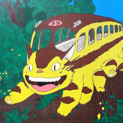 Finished screen print of my new Catbus print. @herocomplex art #totoro #catbus #ghibili #miyazaki #m