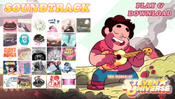 the-world-of-steven-universe:  Now you can Play or Download all the soundtrack of Steven Universe. ENJOY!! (ALL TRACKS INCLUDE:  COVER, THEIR INFO, AND ARE COMPATIBLE WITH ANY MEDIA PLAYER)  SOUNDTRACK AVAILABLE: *We are the Crystal Gems (Main Title)