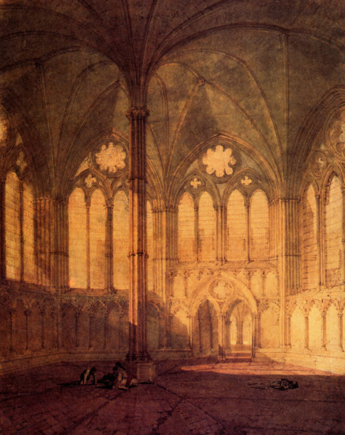 artist-turner:The Chapter House, Salisbury Chathedral, William TurnerMedium: watercolor,paper