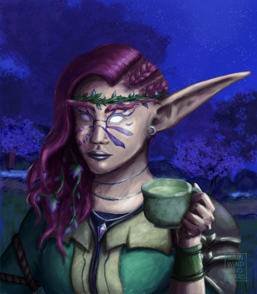 rainwindandstars:Finally finished this painting of my night elf monk Minari!