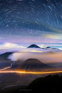 visualechoess:  Startrails Bromo - by: Anuchit