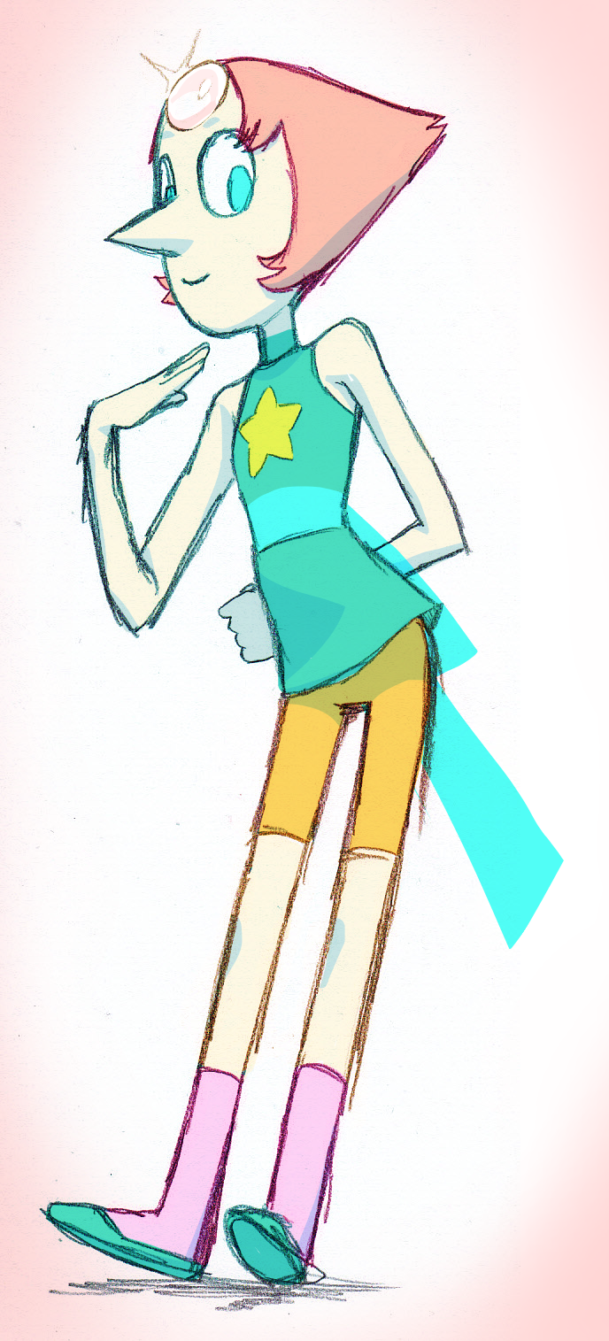 rakugaki-otoko:  Pearl! Now I’ve drawn all three Gems, and in different styles/mediums