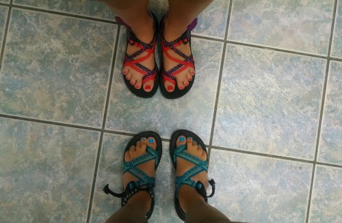 i got my sister to wear chacos with me ((((:
