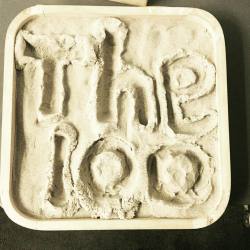 DAY ONE HUNDRED AND FOUR. In case we forgot where we work, it&rsquo;s written in @talkingmuffin&rsquo;s sand. #the100
