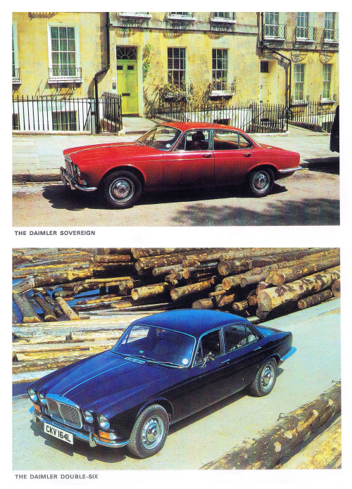 Daimler Cars brochure (edited), 1972. The Daimler range reflected that of Jaguar’s XJ, the XJ6 becom