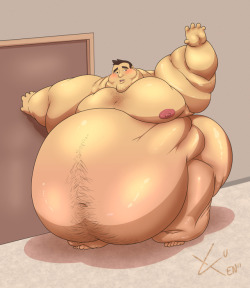 luxalivechub:  Here’s the finished piece for August’s body type drawing, featuring Dick  Gumshoe from the Ace Attorney series. He finds himself waddling through  a hallway, right after finishing an agreement he had with a client who  had evidence
