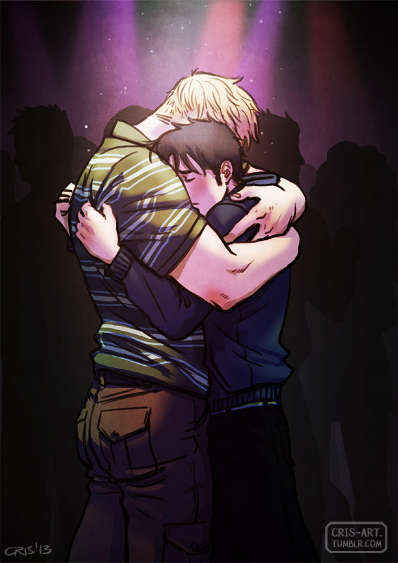 cris-art:  The Reunion: After a few months apart, they meet again in a disco. I